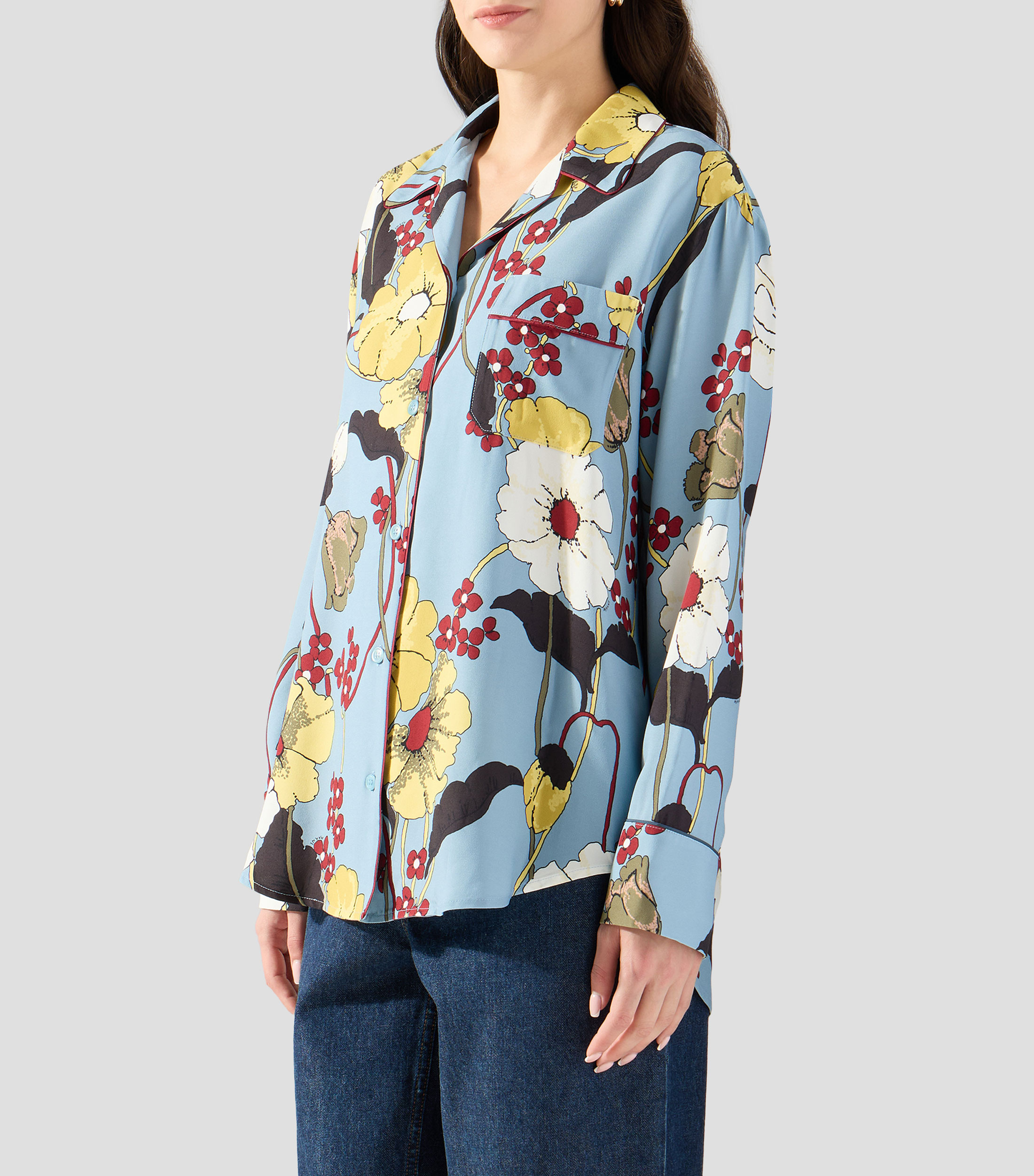 Camisa estampada manga larga Mujer